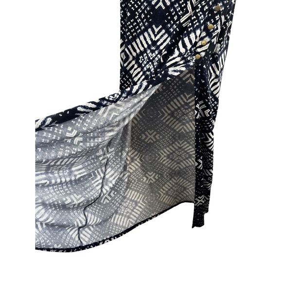 Rachel Pally Women's Geometric Print Front Slit Maxi Skirt Navy Blue Size Medium - Picture 9 of 16